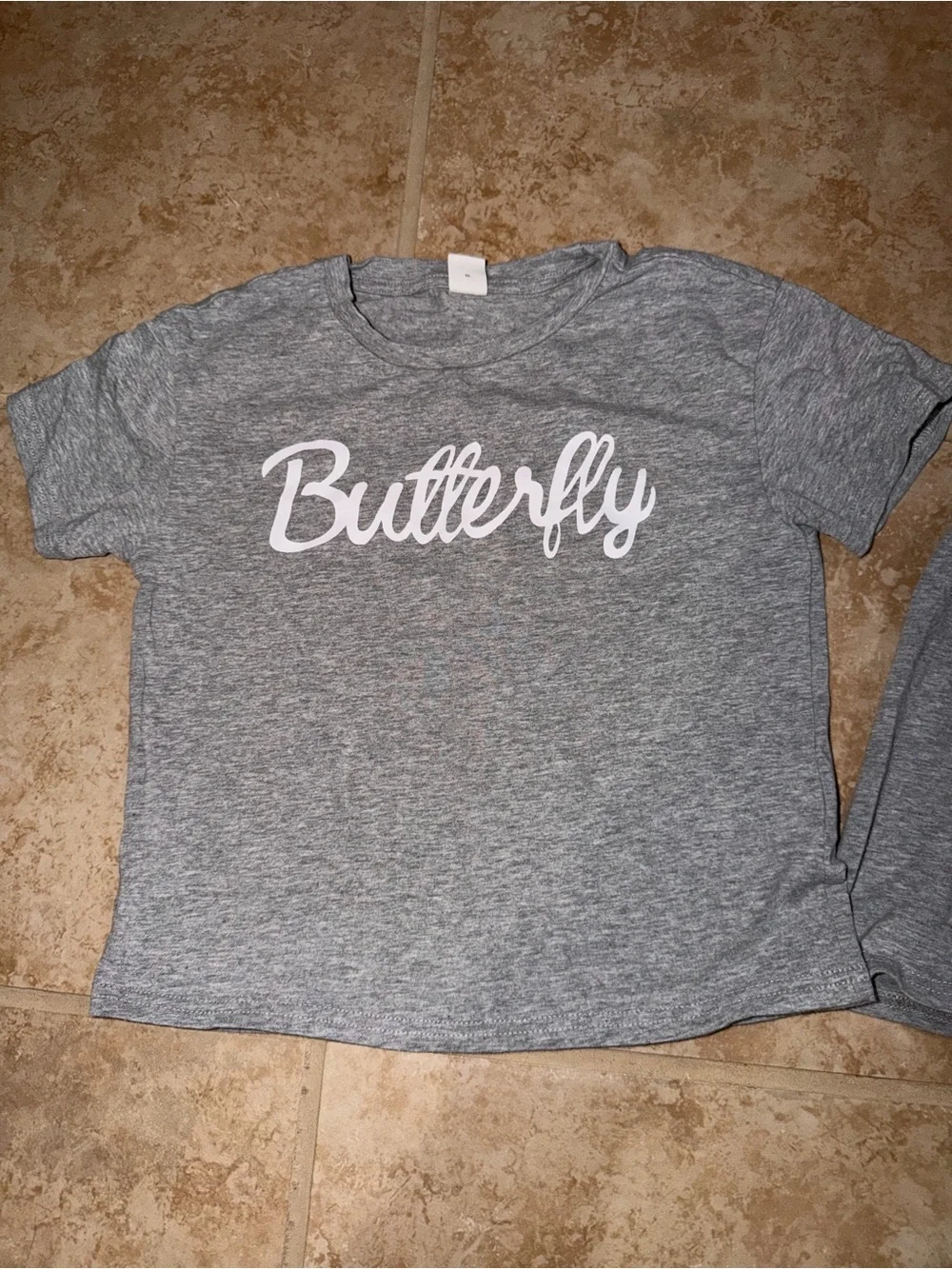 Gray 'Butterfly' Kids Tee & Shorts Set